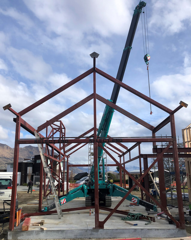 Structural steel frames with mini crane
